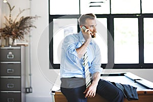 Businessman Phone Boss Calling Work Concept