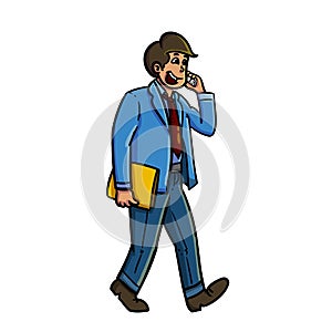 Businessman with phone and folder in his hands