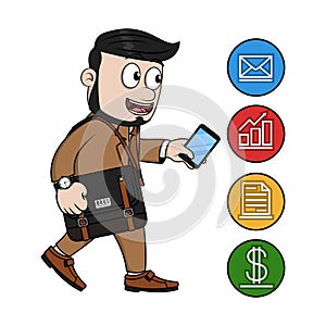 Businessman Phone Notification Color Illustration