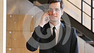 Businessman Phone Talk in Office, Work