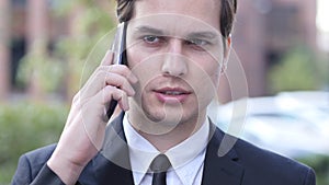 Businessman Phone Talk Portrait, Business Negotiation