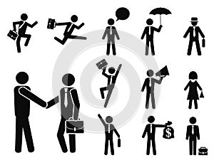 Businessman pictogram icons set