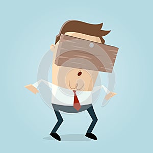 Businessman with plank on his head