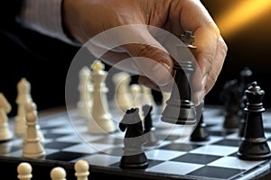 Businessman play chess use King - Chess Piece white to crash overthrow