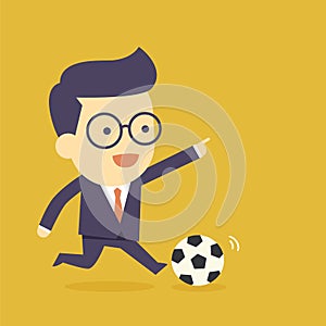 Businessman play football