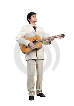 Businessman playing guitar