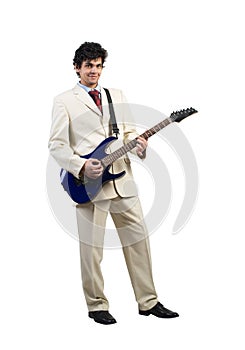 Businessman playing guitar