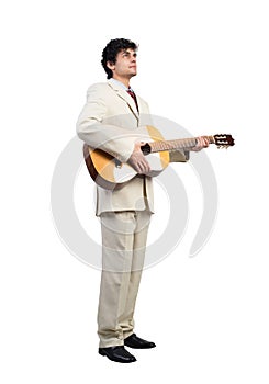 Businessman playing guitar