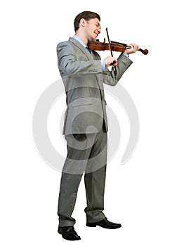 Businessman playing violin