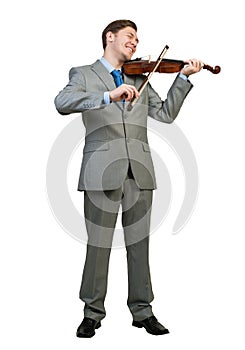 Businessman playing violin