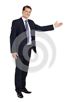 Businessman pointing