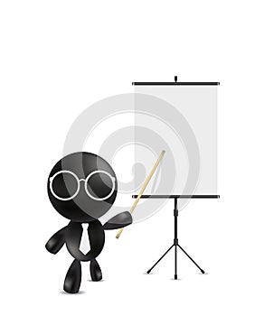 Businessman pointing at blank projection screen banner