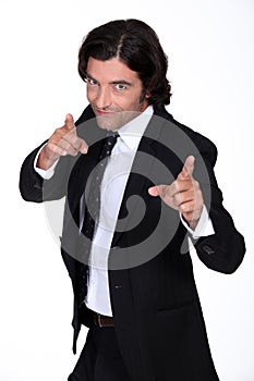 Businessman pointing