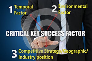 Businessman pointing critical key success factor
