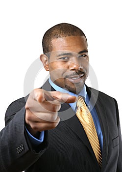 Businessman pointing finger