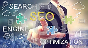 Businessman pointing SEO (search engine optimizati