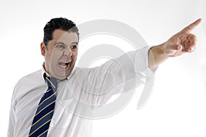Businessman pointing side