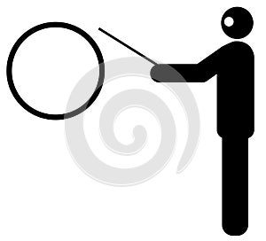 Businessman pointing to a circle chart