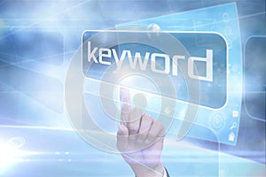 Businessman pointing to word keyword