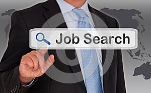 Businessman pointing toward job search