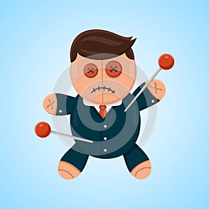 Businessman or politician doll voodoo vector flat illustration. Political or business competitor