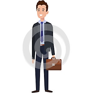 Businessman with portfolio avatar character