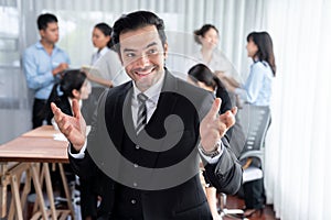 Businessman portrait and motion blur background. Habiliment