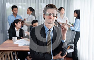 Businessman portrait and motion blur background. Habiliment