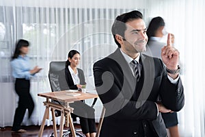 Businessman portrait and motion blur background. Habiliment