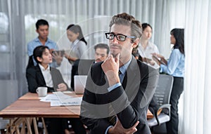 Businessman portrait and motion blur background. Habiliment