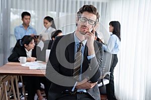 Businessman portrait and motion blur background. Habiliment