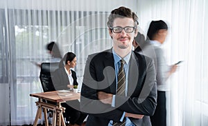 Businessman portrait and motion blur background. Habiliment