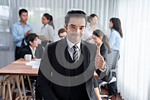 Businessman portrait and motion blur background. Habiliment