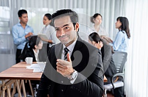 Businessman portrait and motion blur background. Habiliment
