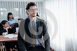 Businessman portrait and motion blur background. Habiliment