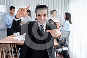 Businessman portrait and motion blur background. Habiliment