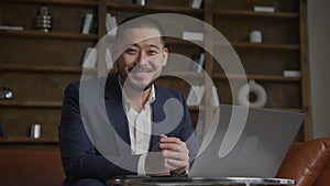 Businessman Portrait, Smiling Asian Man in Suit