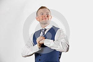Businessman posing showing that he is a fighter