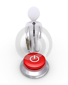 Businessman with a power button