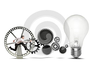 Businessman powering an idea