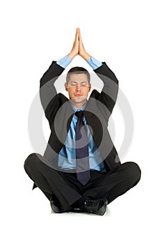 Businessman practice yoga