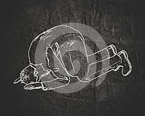 Businessman in prayer pose.