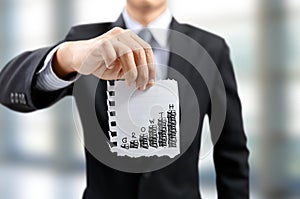 Businessman present graph with growth