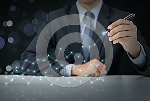 Businessman present graph with growth