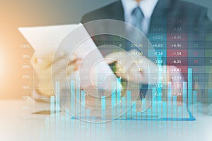 Businessman present rising graph, business growth