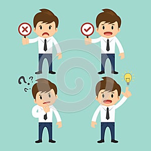 Businessman present wrong,right and present thinking,idea vector