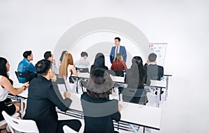 Businessman presentation in a conference meeting room and Audience of the lecturer.