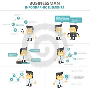 Businessman presentation templates Infographic elements flat design set for brochure flyer leaflet marketing