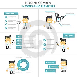 Businessman presentation templates Infographic elements flat design set for brochure flyer leaflet marketing