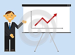 Businessman presenting business growth chart